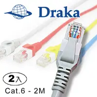 在飛比找PChome24h購物優惠-DRAKA 六類(Cat.6) 2M 多股跳線(灰白2入)