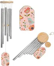 Wind Chimes for Outside Cartoon Birds and Bees Aluminum Tube Wind Chime with 6 Tuned Tubes Large Memorial Wind Chimes Sympathy Wind-Chime for Outdoor Garden Patio Porch 20.5 Inch