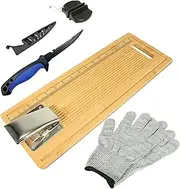 EXJIOTA Fish Cleaning Board, Fish Fillet Board with Clamp Fillet Knife and Gloves, Portable Fishing Measuring Board 18 inches, Fish Cleaning Kit Gifts for Fishing Man Woman