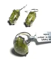 Sterling Silver Peridot Ring Size 6 & Pierced Drop earrings from TGGC New