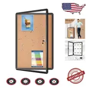 36"x24" Lockable Tamper-Proof Cork Bulletin Board with Shatter-Resistant Case