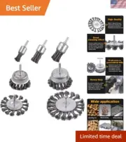 Versatile 7-Pc Wire Brush & Wheel Set with Knotted Design for Drill Applications