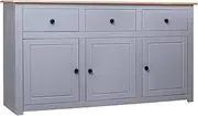 vidaXL Solid Pinewood Sideboard Side Drawer Cabinet Storage Chest Wooden Lowboard Organiser Home Furniture Grey 135x40x80 cm Panama Range