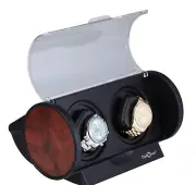 Diplomat Double Watch Winder with 2 motors Black Burlwood Trim Automatic