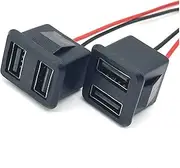 1/3PCS Double Layer USB Female Base Type-c Socket a Female USB lamp Charging Socket Power Socket with Cable 3A Connector(USB,2pcs)