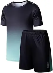 [Zerfoogh] Boys' Athletic Short Sets Toddler Quick-Drying Mesh T-Shirt Shorts Outfits Youth 5-12 Y Lightweight Sports School Clothing