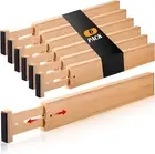 Drawer Divider 6 Pack, Bamboo Kitchen Dividers Organizers Adjustable 17''-22'',