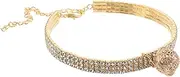 POPETPOP Bling Rhinestone Pet Collar with Adjustable Bell Sparkly Jewelry for Dogs and Cats for Special Occasions and Everyday Fashion Design with Bell