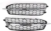 Honeycomb Hex Fog Light Bezel Grill Compatible For Audi A6 C7 S Line 2011-2014 Front Bumper Fog Light Grille Cover 4G0807681D 4G0807682D(Chrome black)