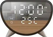Digital Alarm Clock, Wireless Charger Station, Led Display with Temperature Monitor, Double Function Nightstand Timepiece for Bedroom, Offices, Gift Use, 4.33x3.11x2.56 Inches