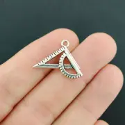 BULK 50 Math Charms Antique Silver Tone Protractor and Triangle - SC7644