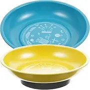 Magnetic Tray 2pcs Magnetic Pin Dish Sewing Pincushion Round Magnetic Pin Holder Sewing Pin Storage Case for Sewing Quilting Needle Push Hair Tray Pin Cushion (Yellow+Blue)