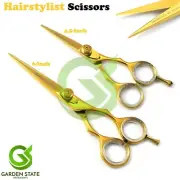 Gold Professional Haircutting Shears Scissors Adjustable Tension Mini & 6-inch
