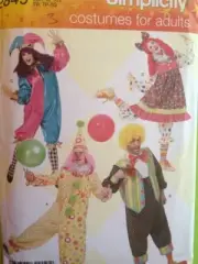 Simplicity Sewing Pattern 2849 Adult Misses Clown Costumes Size XS-XL Uncut