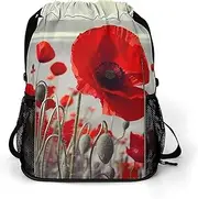 YKLBV Sports Drawstring Backpack Lightweight Small Gym Bag Red Poppy Flower Gym Sackpack for Women Men