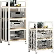 VFGFPTBTUK Mobile Record Player Stand 4 Tier Heavy Duty Media Stand Audio Component Rack HiFi Amplifier Rack Entertainment Center Shelves For AV Media CD Player(Black,70cm-27.5in)