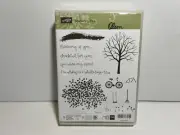 Stampin Up Retired Photopolymer SHELTERING TREE Bike Swing Rake Thank You NEW