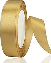 OWill Champagne Gold Satin Ribbon, Double Sided Polyester 20mm X 22m(24 Yards) Gift Wrapping Ribbon for Cake Decoration, DIY Sewing Project, Party Balloon Decoration & Hair Bows Decoration