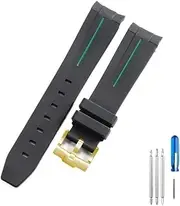 YCBFGAZATK Fit For Rolex Black Water Ghost Durable Flexible Rubber Watch Strap Black Blue Line Air Fit For Overlord 116900 Series Silicone Watchband