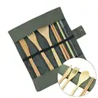 Portable Bamboo Travel Cutlery Set Eco-friendly Fork Spoon Flatware Camping #J