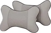 [Yotsuba] 2PCS Car Seat Head Neck Rest Support Cushion Pad Headrest Bone Safety Pillows (Grey)