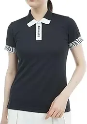 [アドミラル] Admiral Golf Women's Classic Zebra Motif Rib Polo Shirt, Black, M