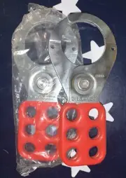 2 X Master Lock 421 Red - Steel - Lockout Hasp for Six Padlocks 5" Length X2
