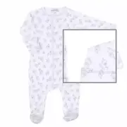 Magnolia Baby Tiny Elephants Pr.Footie/Hat preemie Silver Pima Cotton New w/Tags