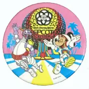 Vintage Disney Pinback Button WDW EPCOT Mickey and Figment in Spacesuits 1982