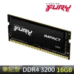 【KINGSTON 金士頓】FURY IMPACT 爆擊者 DDR4-3200 16GB 筆記型超頻記憶體(KF432S20IB/16)