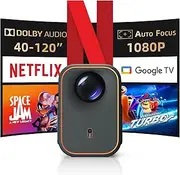 [Netflix Certified] Formovie Xming Episode One, Projector with WiFi Bluetooth, Netflix Google TV Integrated, 1080P 4K Supports Smart Projector, Dolby Audio for Home Cinema, Outdoor Portable