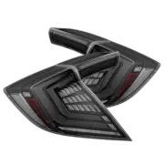 Fits 16-21 Honda Civic Hatchback Prismatic LED Tail Lights Black Housing Clear (for: Honda Civic)