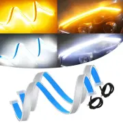 2pcs 12V 60cm Car LED thin Light Bar Dual-Color DRL Flowing Turn Signal Light Strips LED Car Daytime Running Light Flexi