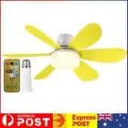 Ceiling Fan LED Lamp E27 Socket Fan Light Remote 42cm (Yellow Crystal Shell) AU