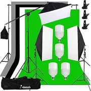 [abeststudio] Photography Video Studio Softbox Lighting Kit 4X 25W LED Continuous Lighting with 4 Backdrops 6.6ft x 6.6ft Background Stand Support System for Photo Studio Product Portrait Video Shooting