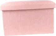 ABOOFAN Foldable Storage Box Linen Fabric Chest Footrest for Bedroom Living Room Portable Pink for Shoes Lightweight Convenient for Home Use