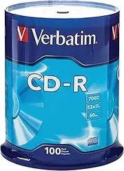 Verbatim CD-R 100Pk Spindle 52x, Silver, 700MB