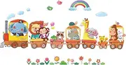 DECOWALL DS4-8024 Animal Trains Kids Wall Stickers Wall Decals Peel and Stick Removable Wall Stickers for Kids Nursery Bedroom Living Room (Small)