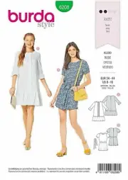 Dress Sewing Pattern Burda 6208 Size 8-18 Womens Smock Elastic Waist Uncut