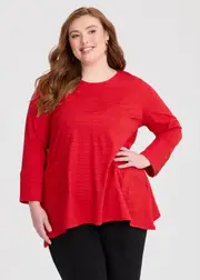 [TS] Taking Shape Cotton Tunic Size 30 in Cranberry / Black - Plus Size Women's Clothing Cranberry / Black