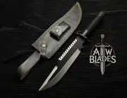 LS1 Commando Replica Knife Handmade D2 Steel Bowie Knife Movie Prop with Sheath