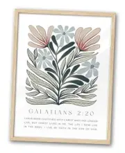 EcoHest Bible Verse Floral Framed Wall Art, 12x16 in OAK Wood Boho Abstract