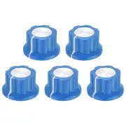 5Pcs Potentiometer Knob Fit 1/4" Shaft Pots, Set Screw Brass Insert, Blue