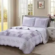 BEAUTIFUL CHIC COTTAGE PURPLE LILAC LAVENDER BLUE FLOWER PATCHWORK QUILT SET