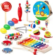 Kids Musical Instruments Set Wooden Percussion Early Learning Toy Gift Storage