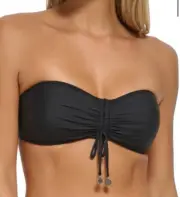 Dkny Women's Convertible Bandeau-Style Tie-Front Bikini Top, Black, Large, $78