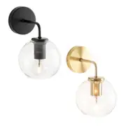 Art Deco Glass Wall Lamp in Matt Black or Brushed Brass