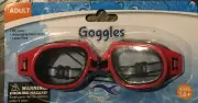 Adult Red Swim Goggles PC Lens Swimming Glasses Latex Free Adjustable Strap 14+