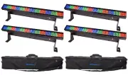 4) Chauvet COLORSTRIP MINI LED Multi-Colored DJ Light Bar Effect Strips+2) Bags