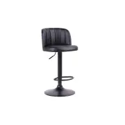 Set of 2 Everton Curved Kitchen Counter Bar Stools - Black PU - Black